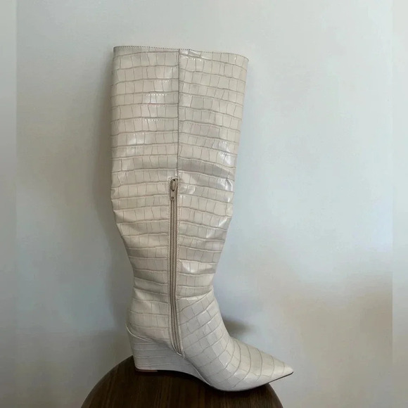 Just Fab Michaela wedge plateform snakeskin boots size 7.5 - Picture 4 of 8